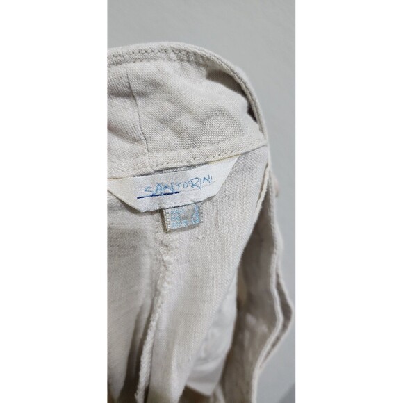 Santorini Linen Shorts Women’s Size 6 Cuffed Wide Leg Drawstring Beige Coastal - Picture 7 of 11